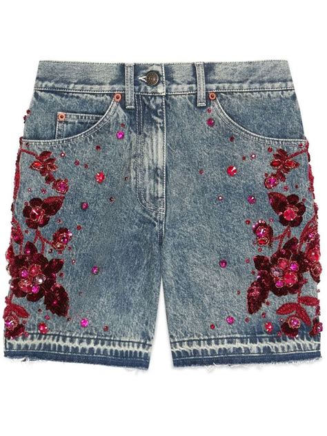 gucci red glitter shorts magentism|farfetch Gucci shorts.